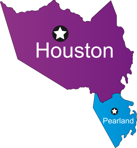 Houston,Galvaston County and Pearland Map