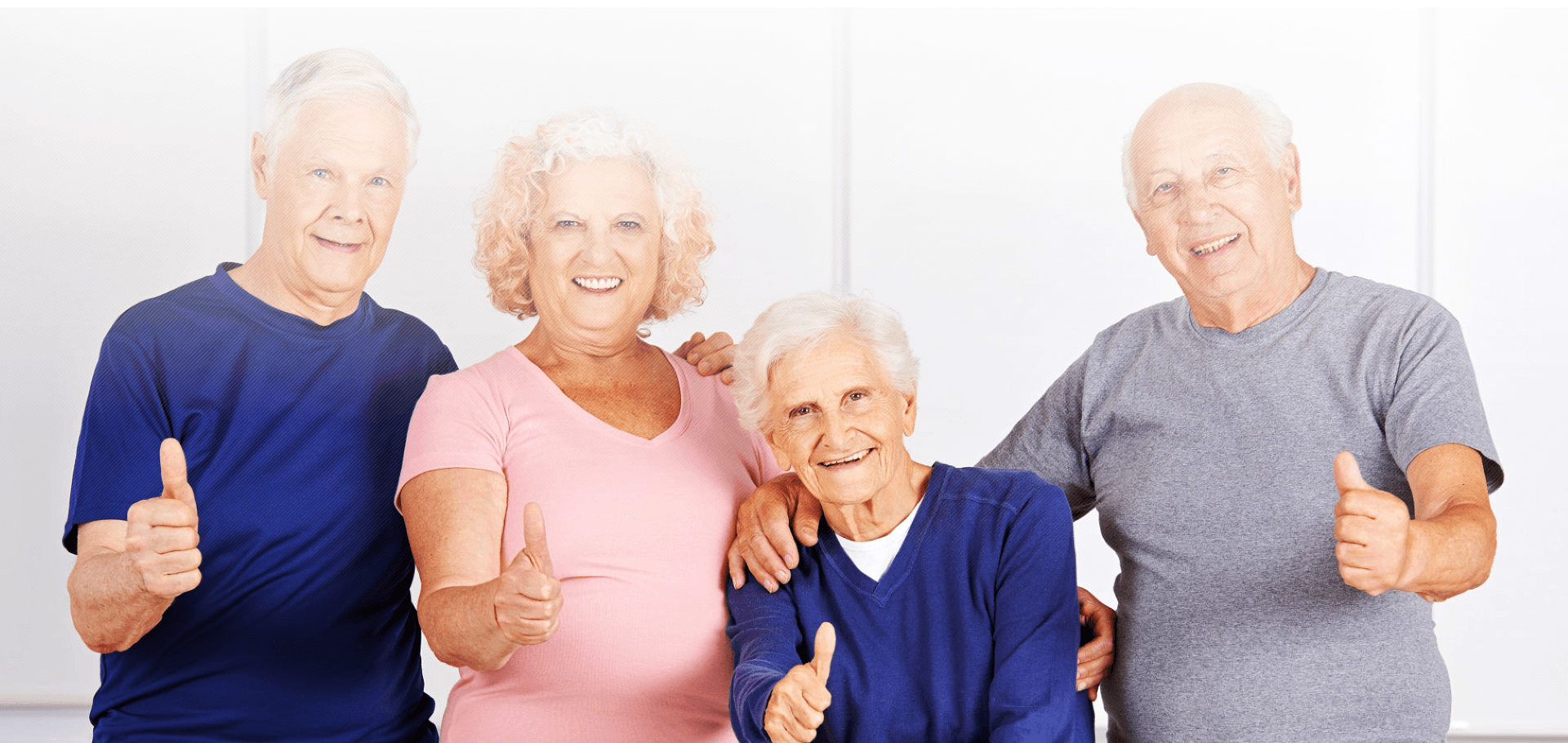 happy elders showing their thumbs up